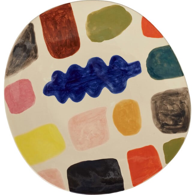 Mottle Hand Painted Stoneware Platter, Multicolors