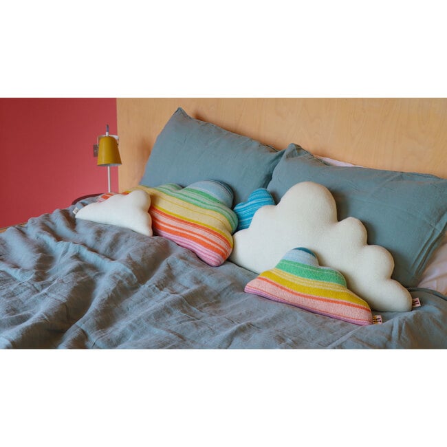 Rainbow Lambswool Stuffed Cloud Cushion, Multicolors - Decorative Pillows - 3