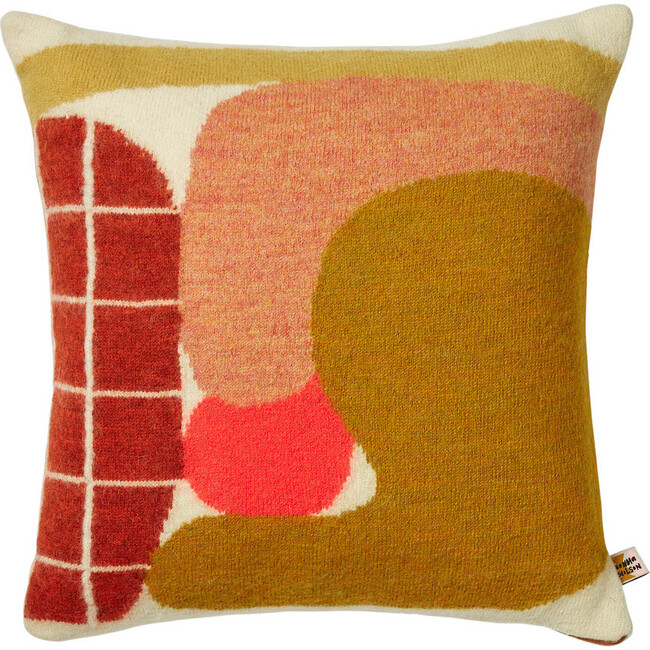 Huddle Square Wool Knitted Cushion, Mustard