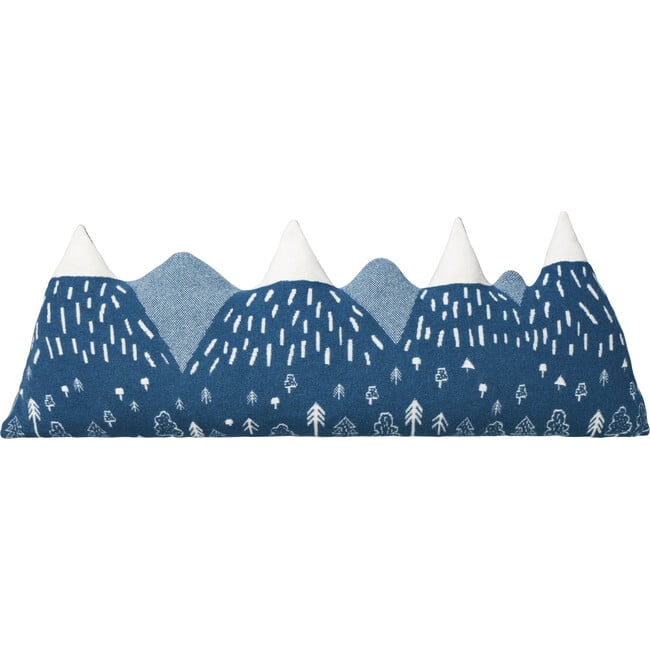 Mountain Peak Lambswool Knitted Bolster Cushion, Blue