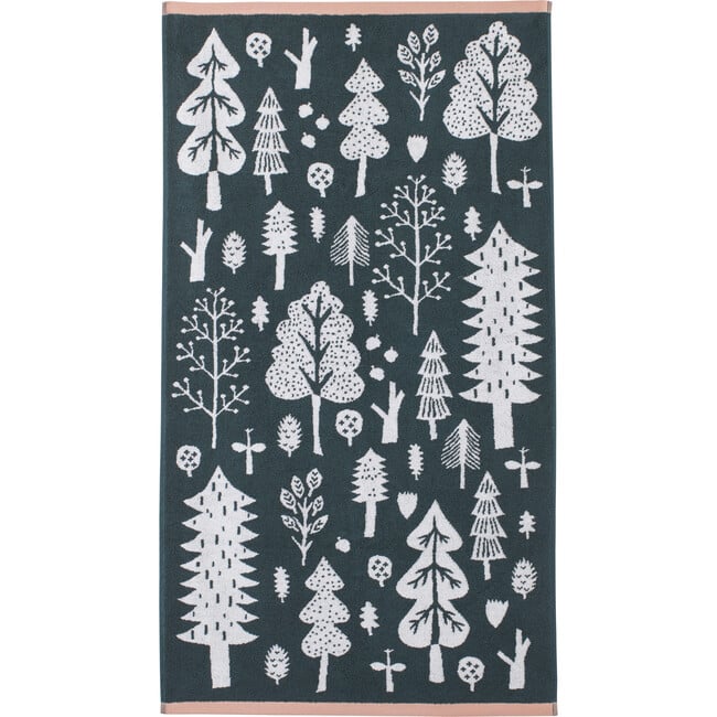 Forest Tree Jacquard Cotton Bath Towel, Green