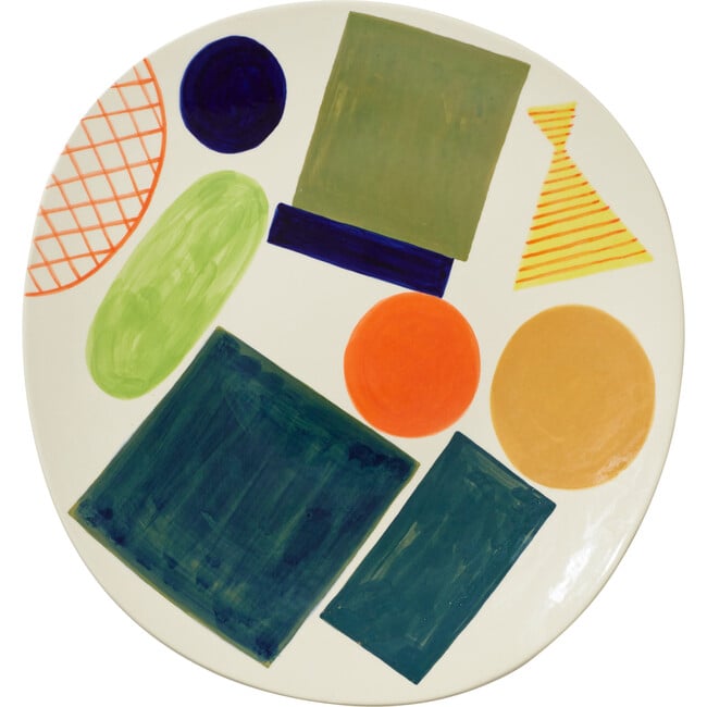 Block & Line Hand Painted Stoneware Platter, Multicolors