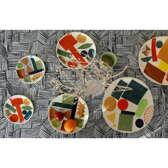 Block & Line Hand Painted Stoneware Platter, Multicolors - Tableware - 2