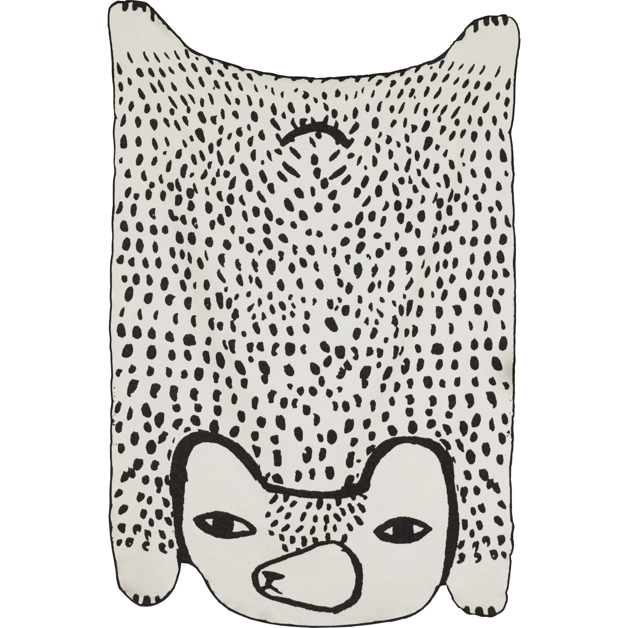 Bear Shaped Cotton Throw, Black - Throws - 1