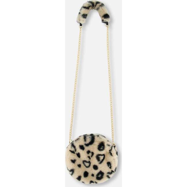 Print Faux Fur Round Shoulder Bag, Leopard - Bags - 3