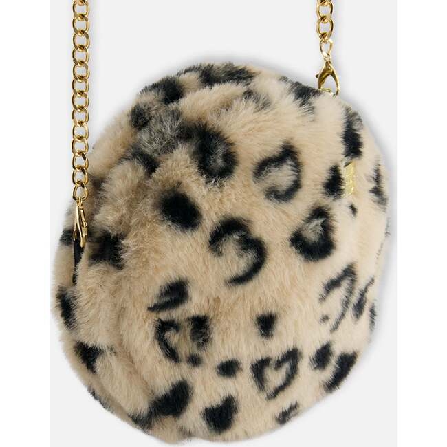 Print Faux Fur Round Shoulder Bag, Leopard - Bags - 4