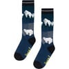 Mountain & Polar Bears Pattern Ski Socks, Majolica Blue - Socks - 1 - thumbnail