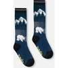 Mountain & Polar Bears Pattern Ski Socks, Majolica Blue - Socks - 3