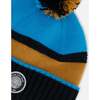 Ribbed Knit Pompom Beanie Hat, Blue, Black & Spice - Hats - 4