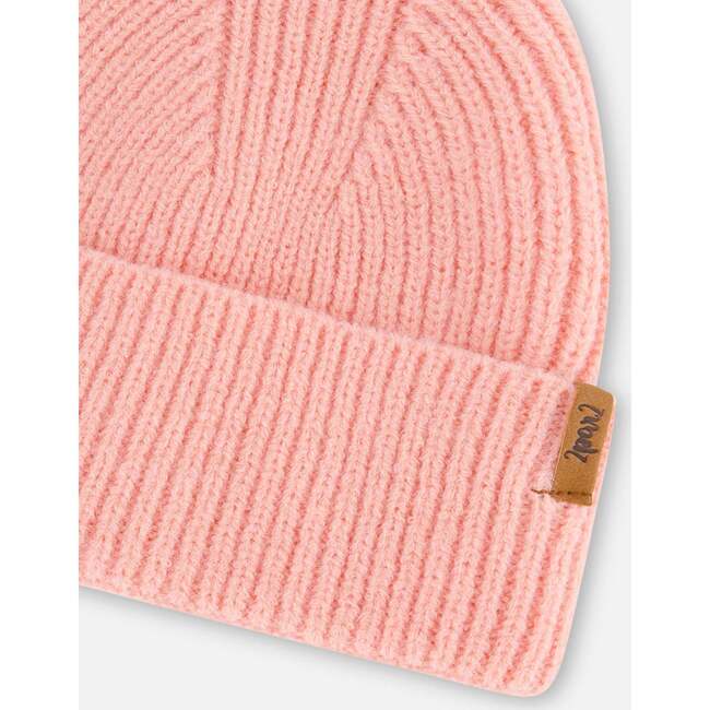 Mid-Season Braided Rib Knit Hat, Pink - Hats - 4