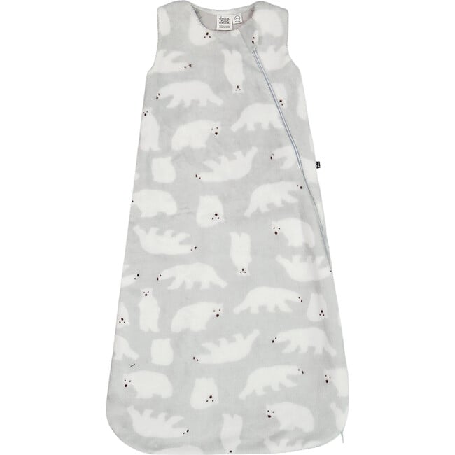 Polar Bears Print Plush Sleeveless Zipper Sleep Sack, Gray