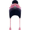 Peruvian Knit Braided Tassel Pompom Hat, Navy & Multicolor - Hats - 1 - thumbnail