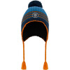 Peruvian Knit Braided Tassel Pompom Hat, Blue & Orange - Hats - 1 - thumbnail