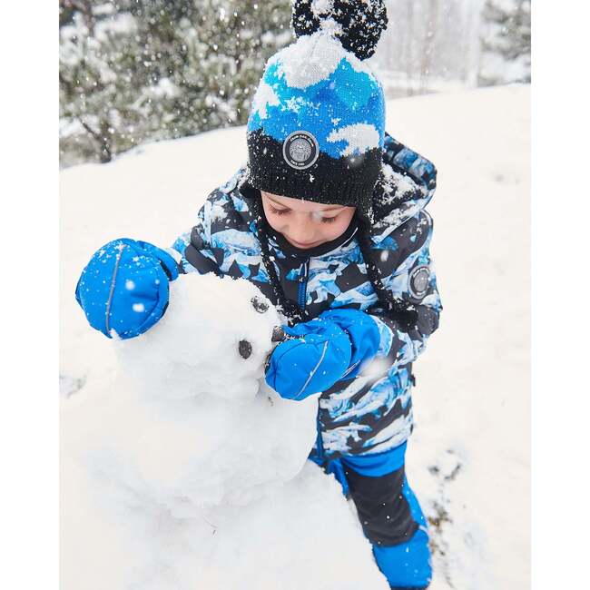 Peruvian Knit Braided Tassel Pompom Hat, Royal Blue Bears & Black - Hats - 2