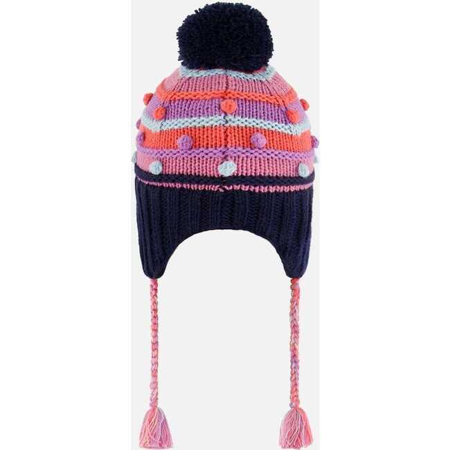 Peruvian Knit Braided Tassel Pompom Hat, Navy & Multicolor - Hats - 4