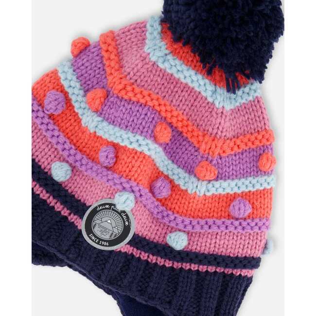 Peruvian Knit Braided Tassel Pompom Hat, Navy & Multicolor - Hats - 5