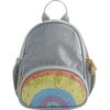 PU Faux Leather Back Pack With Rainbow Pocket, Silver - Bags - 1 - thumbnail