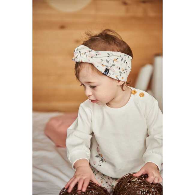 Flowers Print Organic Cotton Headband, Cream - Bows - 2