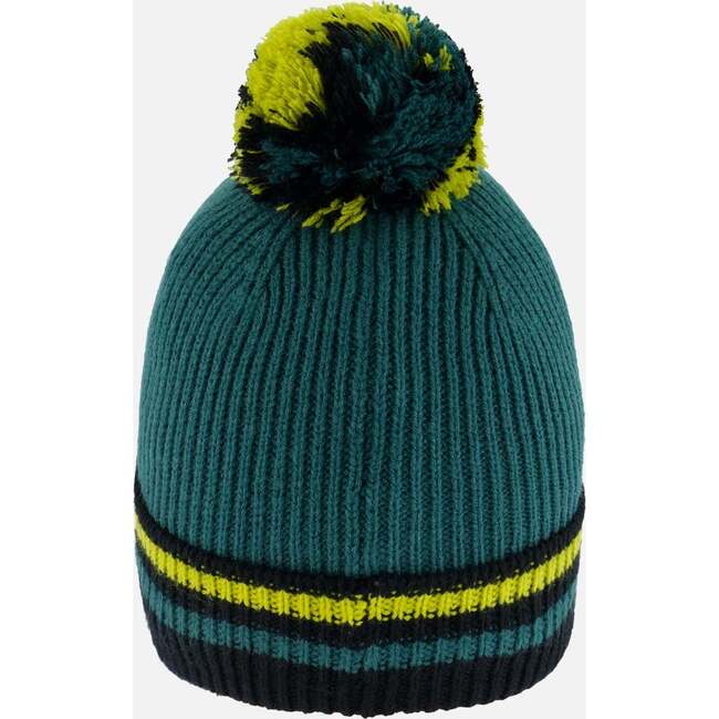 Knit Pompom Beanie Hat, Forest Green - Hats - 4