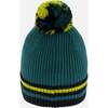 Knit Pompom Beanie Hat, Forest Green - Hats - 4