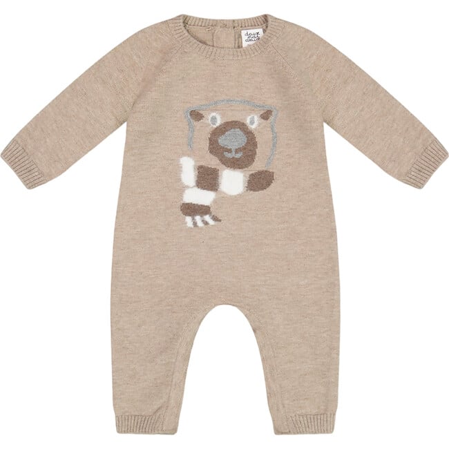 Knit Bear Jacquard Jumpsuit, Sand