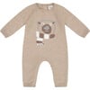 Knit Bear Jacquard Jumpsuit, Sand - Rompers - 1 - thumbnail