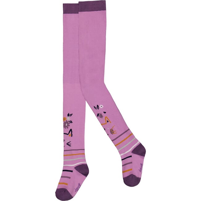 Jacquard Cat Pattern Tights, Lilac