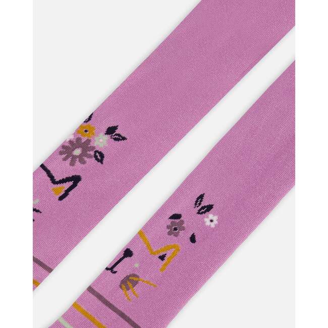 Jacquard Cat Pattern Tights, Lilac - Tights - 4