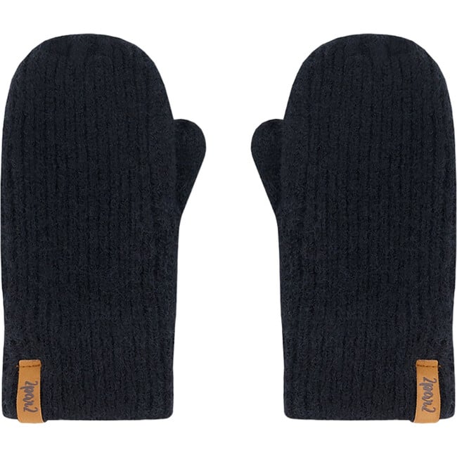 Braided Rib Knit Mittens, Black