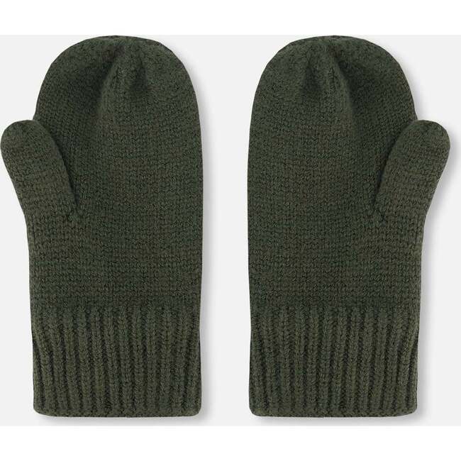 Braided Rib Knit Mittens, Forest Green - Gloves - 3