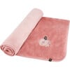 Apple & Flowers Embroidered Plush Blanket, Light Pink - Blankets - 1 - thumbnail