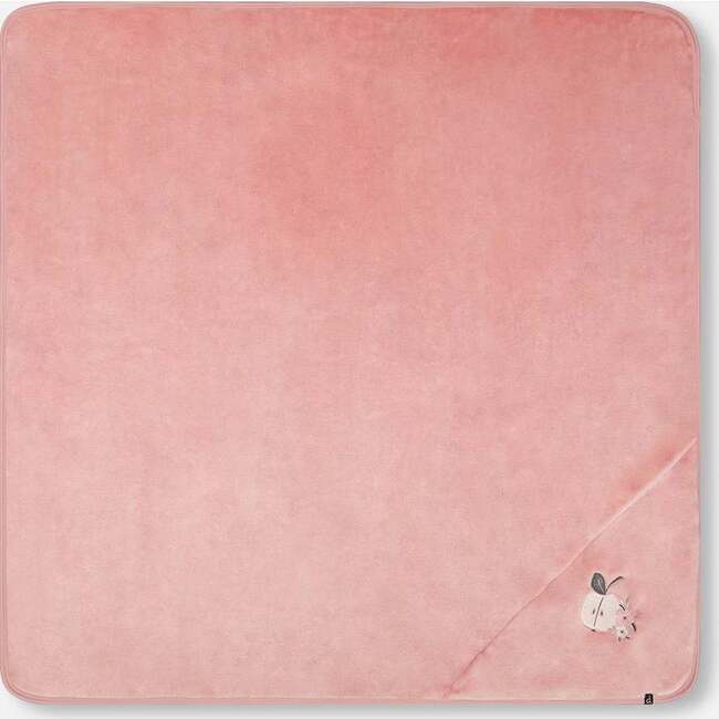 Apple & Flowers Embroidered Plush Blanket, Light Pink - Blankets - 4