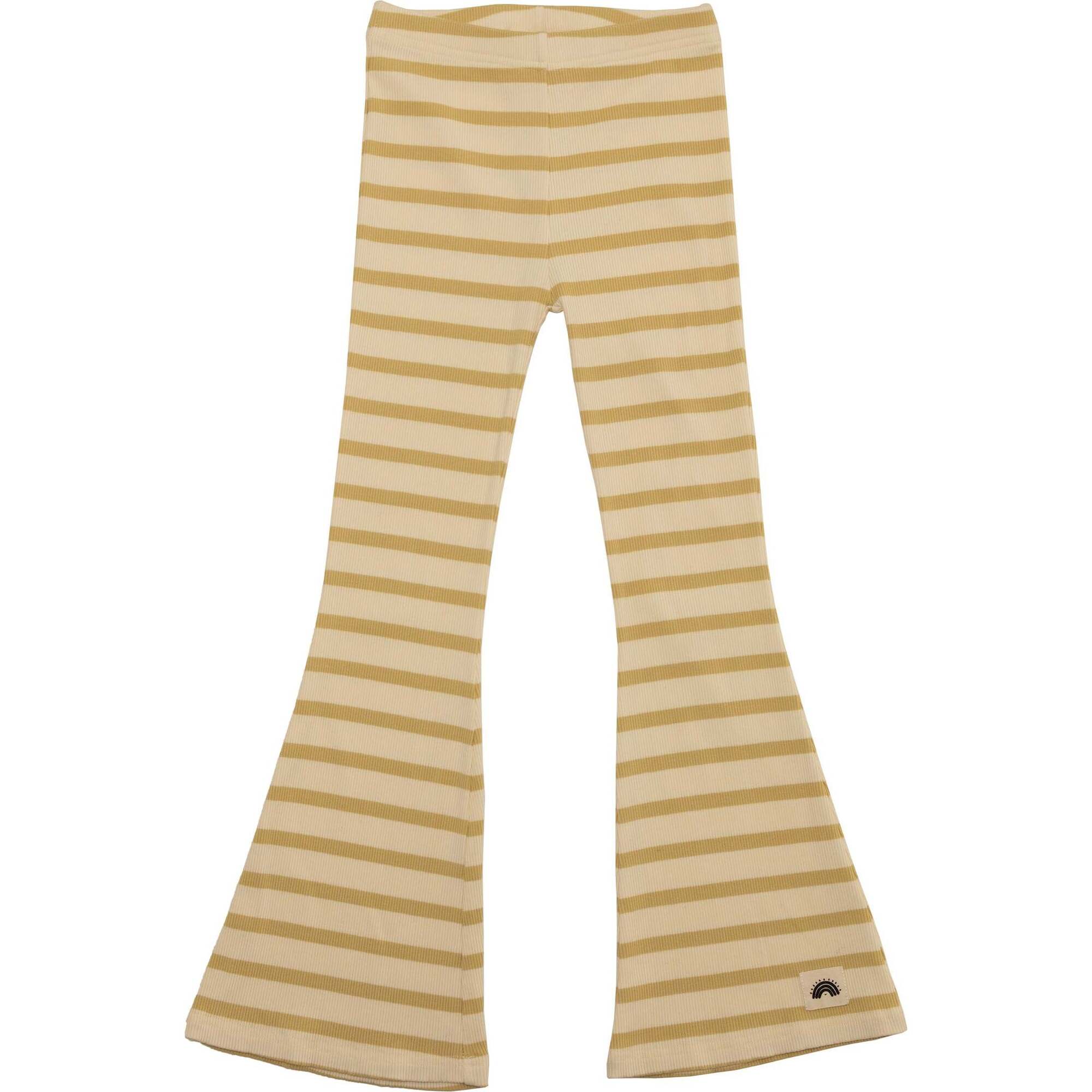 Flared Leggings, Olive Stripes - Leggings - 1