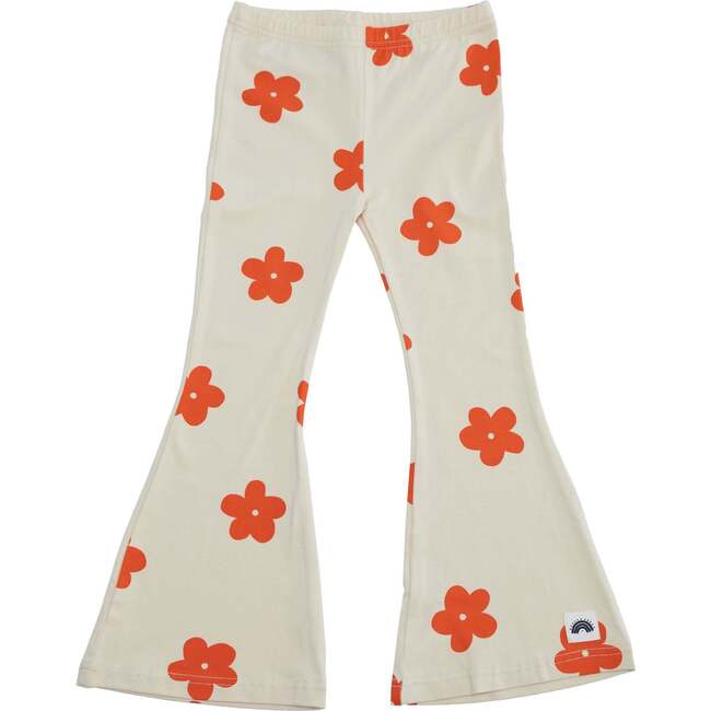 Flared Leggings,  Retro Orange Flower