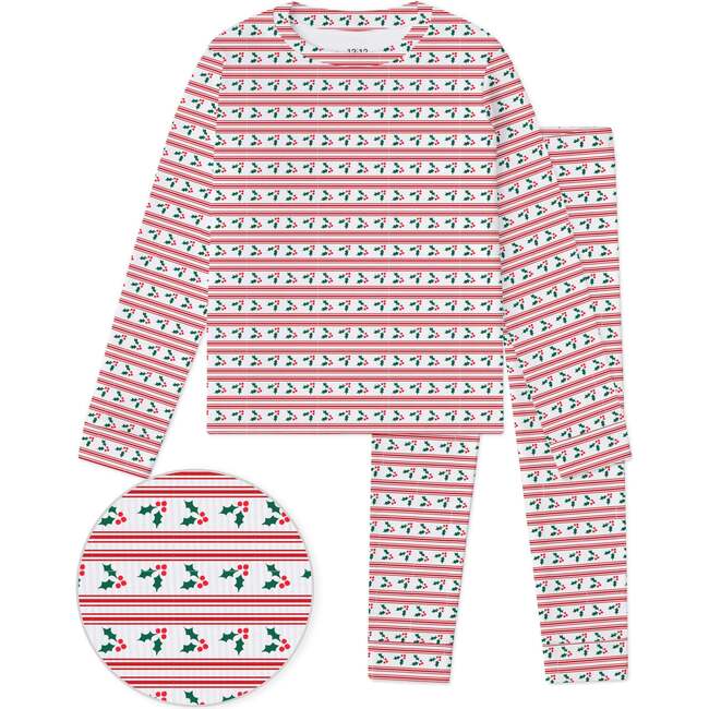 The Organic Long Sleeve Rib Set, Holly Jolly