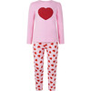 Striped Heart Print Jersey Top & Legging Set, Pink - Mixed Apparel Set - 1 - thumbnail