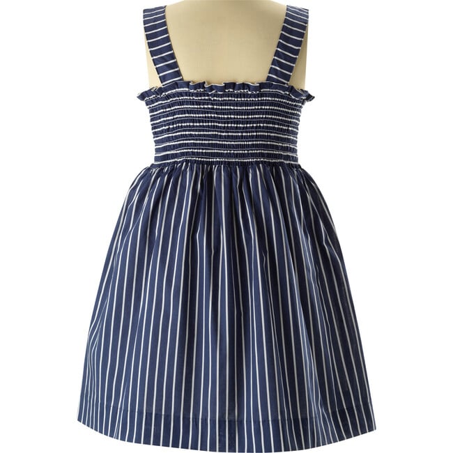 Striped Frill Chest Elastic Shoulder Strap Sundress, Navy - Dresses - 2