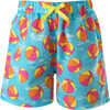 Pool Play Print Elastic Waist Drawstring Swim Trunks, Blue - Swim Trunks - 1 - thumbnail