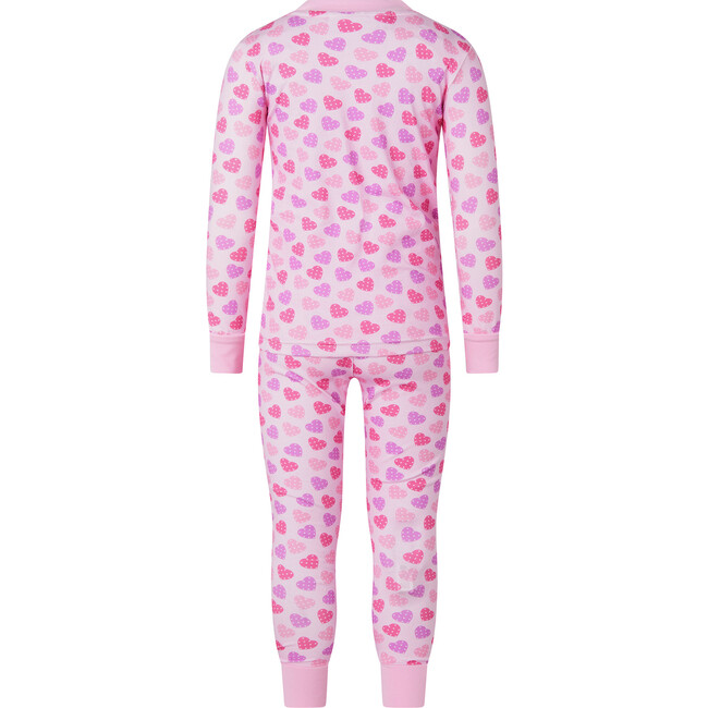 Scatter Heart Print Long Sleeve Jersey Pajama Set, Purple - Pajamas - 2