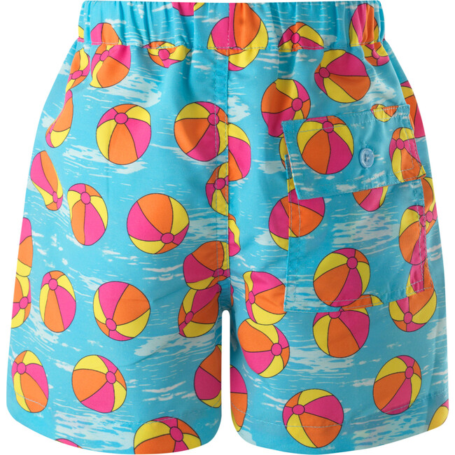 Pool Play Print Elastic Waist Drawstring Swim Trunks, Blue - Swim Trunks - 2