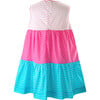 Polka Dotted Picot Trim Sleeveless Tiered Dress, Pink - Dresses - 2