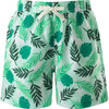 Palm Tree Print Elastic Waist Drawstring Swim Trunks, Green - Swim Trunks - 1 - thumbnail