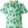 Palm Tree Print Open Neck Short Sleeve Button-Down Shirt, Green - Button Downs - 1 - thumbnail