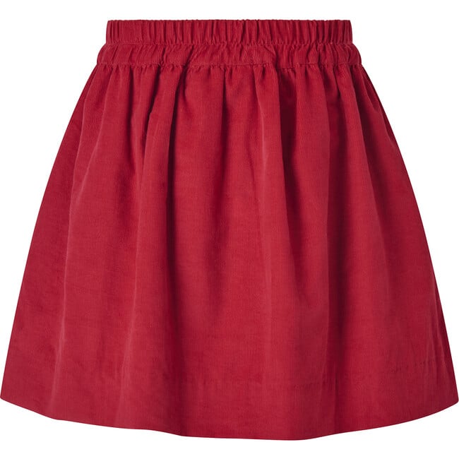 Heart Pocket Elastic Waist Babycord Pull-On Skirt, Red - Skirts - 2