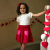 Heart Pocket Elastic Waist Babycord Pull-On Skirt, Red - Skirts - 3