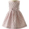 Heart Damask Sleeveless Adjustable Bow Belt Dress, Pink - Dresses - 1 - thumbnail