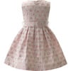 Heart Damask Sleeveless Adjustable Bow Belt Dress, Pink - Dresses - 2