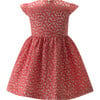 Heart Damask Cap Sleeve Ribbon Bow Waist Skirt Dress, Red - Dresses - 2