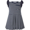 Breton Striped Ruffle Shoulder Tennis Skirt Dress, Navy - Dresses - 1 - thumbnail