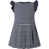 Breton Striped Ruffle Shoulder Tennis Skirt Dress, Navy - Dresses - 2